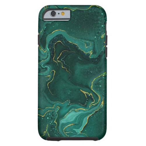 Marbling golden green design tough iPhone 6 case