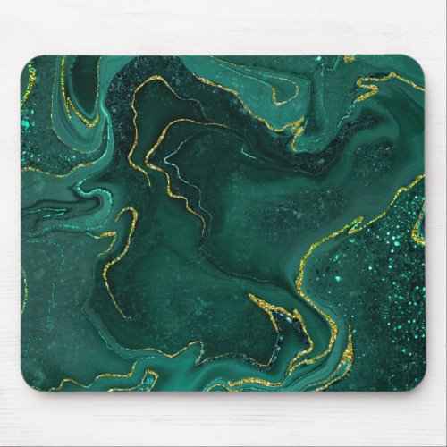 Marbling golden green design mouse pad