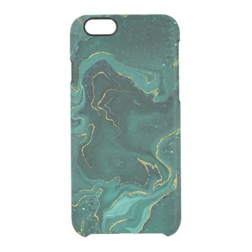 Marbling golden green design clear iPhone 66S case