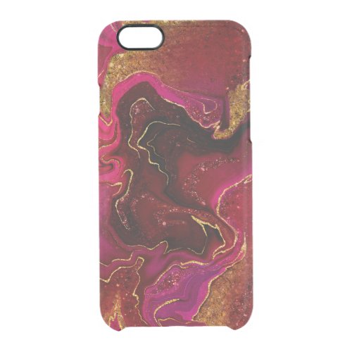 Marbling golden red design clear iPhone 66S case