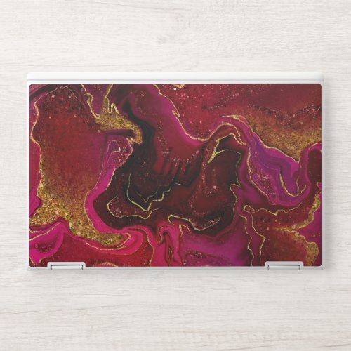 Marbling golden red purple design HP laptop skin
