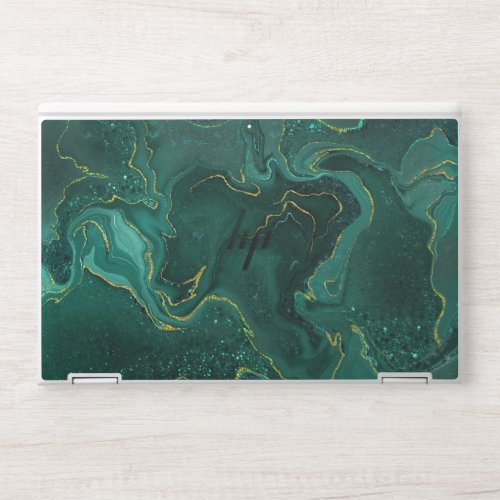 Marbling golden turquoise design HP laptop skin