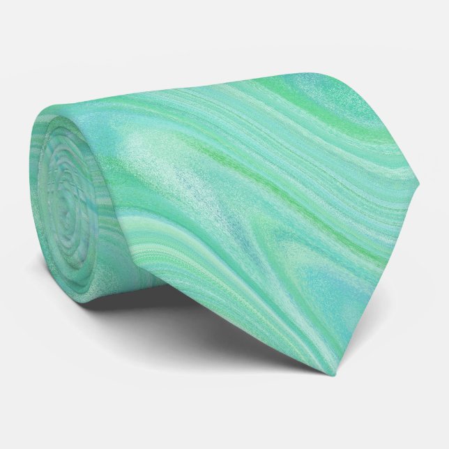 Marbling Green Pattern Neck Tie (Rolled)