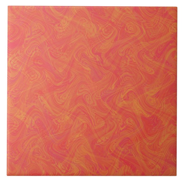 Marbling Orange Pattern Ceramic Tile (Front)