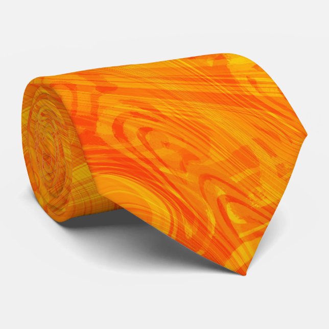 Marbling Orange Pattern  Neck Tie (Rolled)