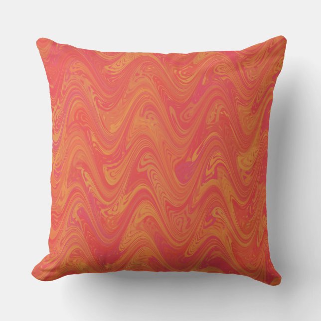 Marbling Orange Pink Red Pattern Throw Pillow (Front)