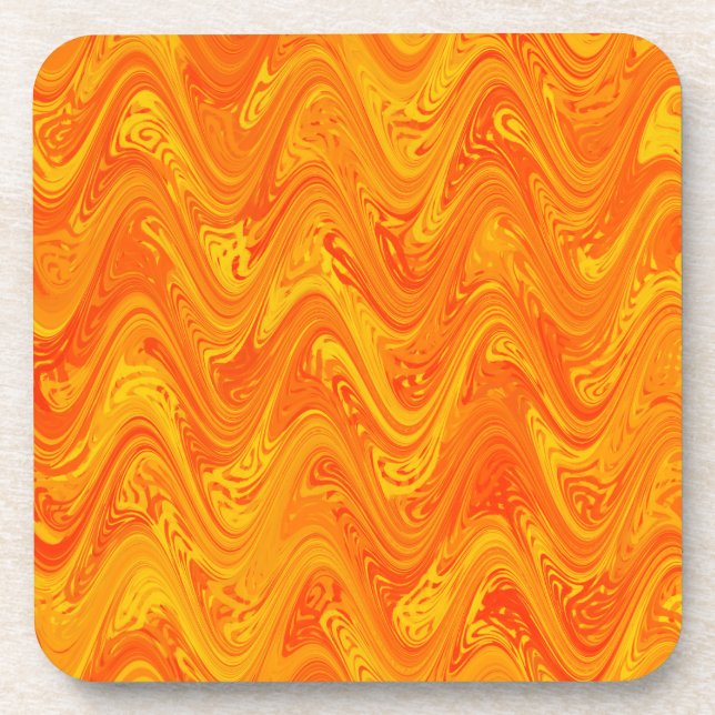 Marbling Orange Yellow Red Pattern Beverage Coaster (Front)