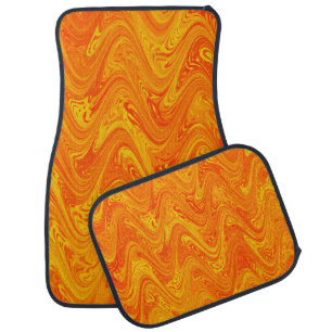Marbling Orange Yellow Red Pattern Car Floor Mat
