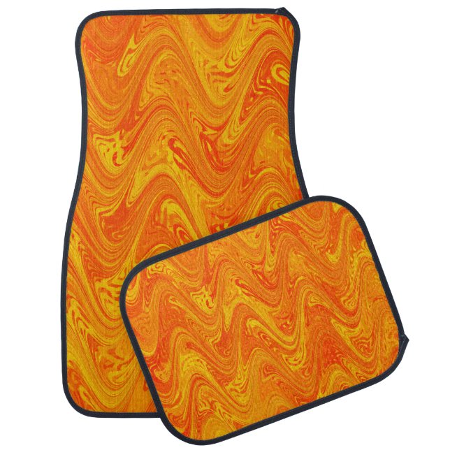 Marbling Orange Yellow Red Pattern Car Floor Mat (Set)