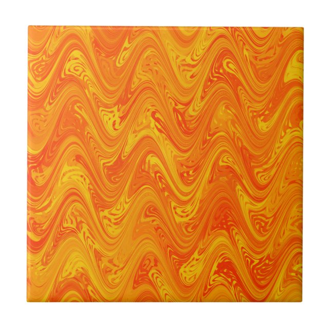 Marbling Orange Yellow Red Pattern Ceramic Tile (Front)
