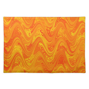 Marbling Orange Yellow Red Pattern Cloth Placemat