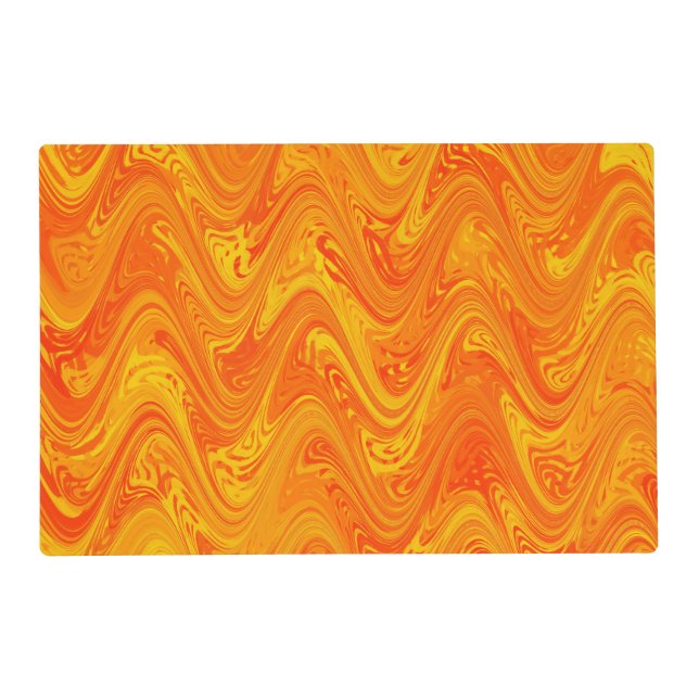 Marbling Orange Yellow Red Pattern Laminated Placemat (Front)