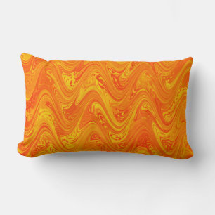 Marbling Orange Yellow Red Pattern Lumbar Pillow