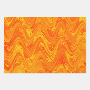 Marbling Orange Yellow Red Pattern Wrapping Paper Sheets