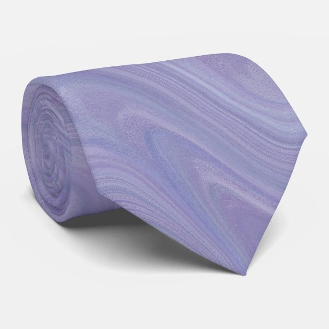 Marbling Purple Pattern Neck Tie (Rolled)