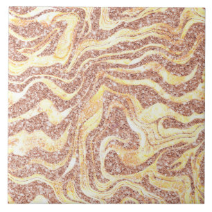 Marbly Blush Pink & Gold Glitter Cute Girly Glam Ceramic Tile