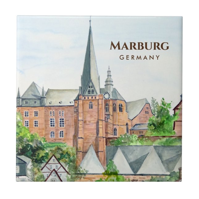 Marburg Altstadt Germany Medieval City Ceramic Tile (Front)