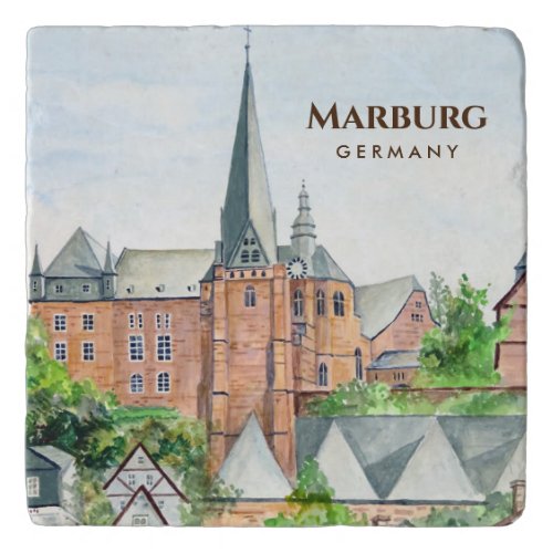 Marburg Altstadt Germany Medieval City Painting Trivet