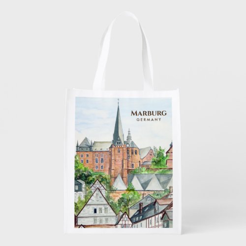 Marburg Altstadt Germany Townscape Painting Grocery Bag