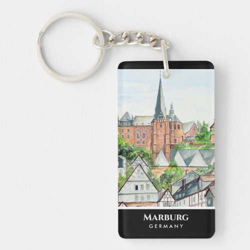 Marburg Altstadt Germany Townscape Painting Keychain