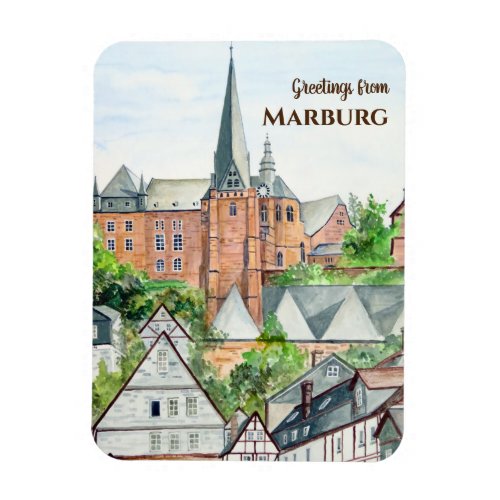 Marburg Altstadt Germany Townscape Painting Magnet