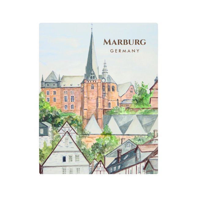 Marburg Altstadt Germany Townscape Painting Metal Print (Front)