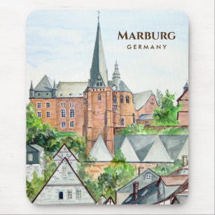 Marburg Altstadt Germany Townscape Painting Mouse Pad