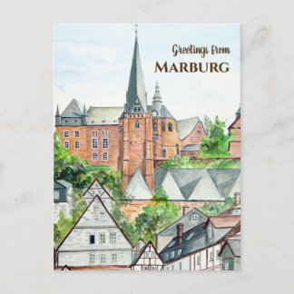 Marburg Altstadt Germany Townscape Painting Postcard