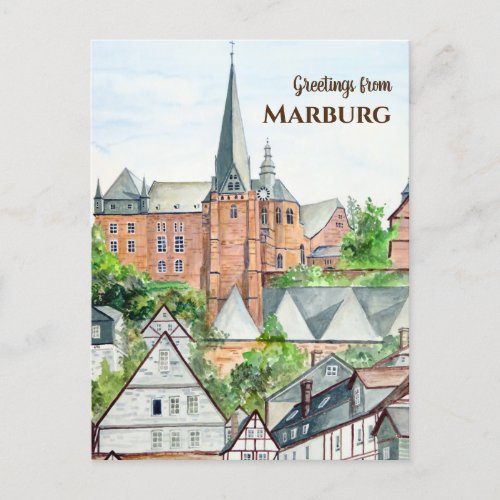 Marburg Altstadt Germany Townscape Painting Postcard