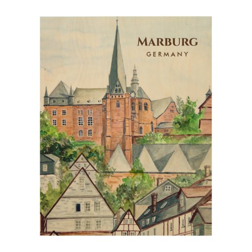Marburg Altstadt Germany Townscape Painting Wood Wall Art