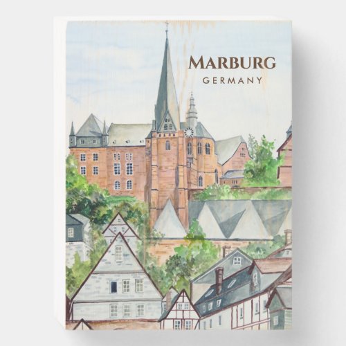 Marburg Altstadt Germany Townscape Painting Wooden Box Sign