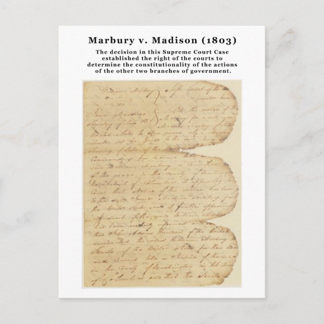 Marbury v. Madison, 5 U.S. 137 (1803) Postcard (Front)