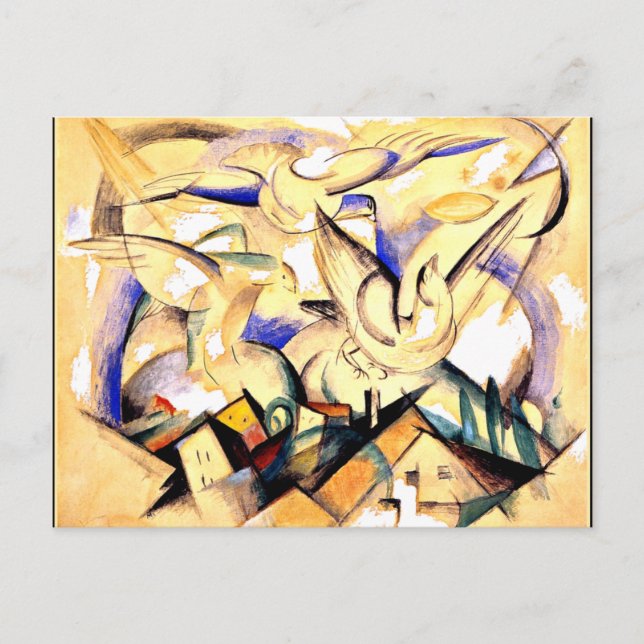 Marc - Birds above the Village Postcard (Front)