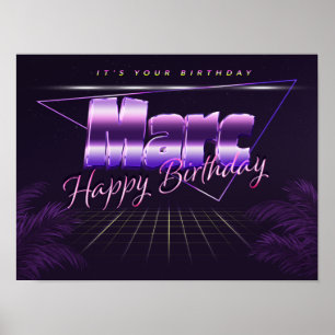 Marc Name First Name lilac retro poster birthday
