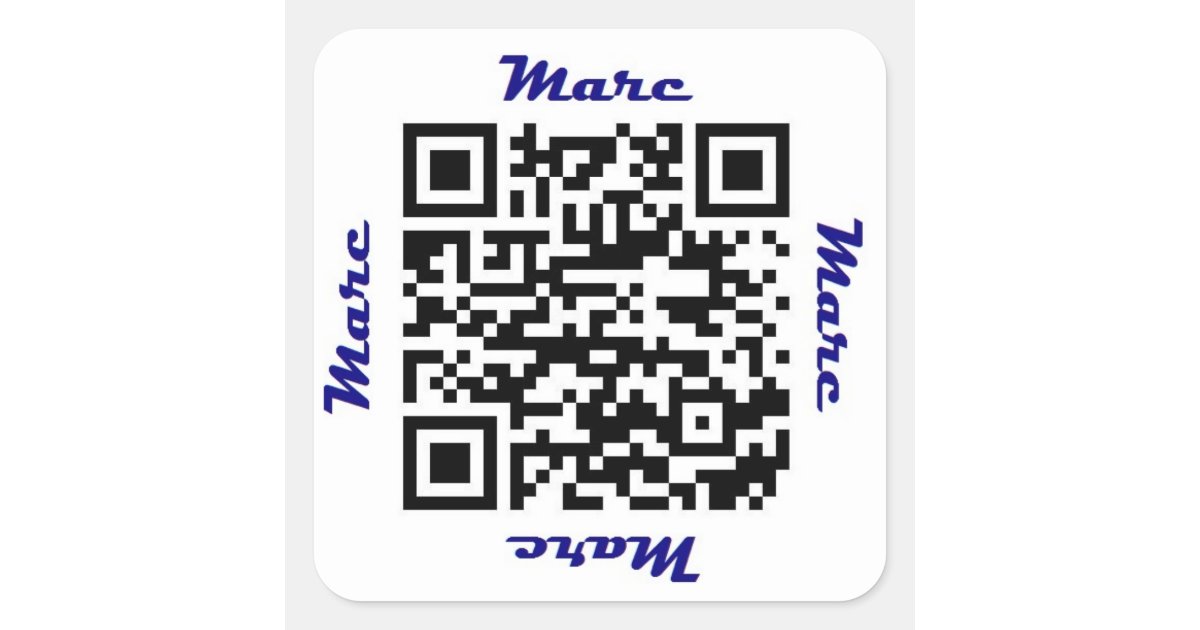 Marc QR Code Personalized NAME Sticker | Zazzle