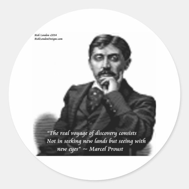 Marcel Proust & Famous Quote Classic Round Sticker (Front)