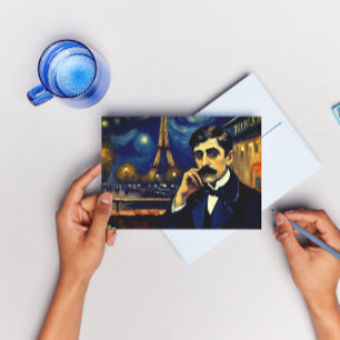 Marcel Proust in Paris -fantasy Holiday Postcard
