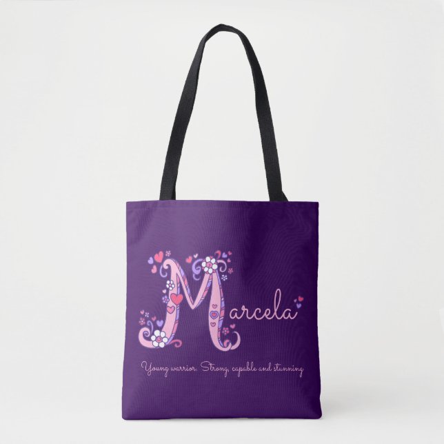 Marcela letter M monogram art & name meaning bag (Front)