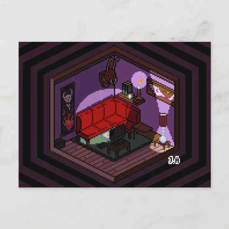Marceline Vampire Dark Living Room Pixel Art Postcard Zazzle
