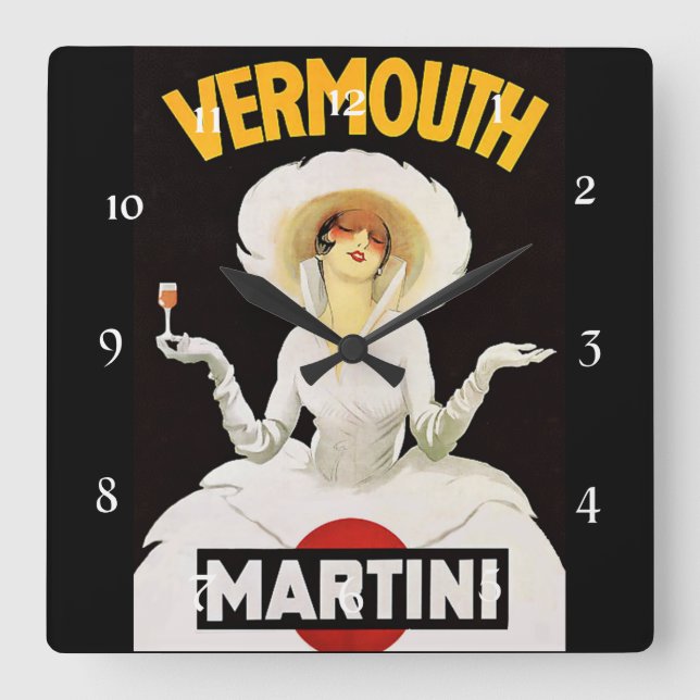 Marcello Dudovich Art Deco Ad “Vermouth” Square Wall Clock (Front)