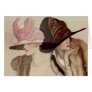 Marcello Dudovich Young Girls in Hats Illustration Cards