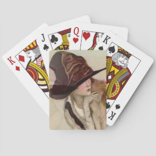 Marcello Dudovich Young Girls in Hats Illustration Poker Cards