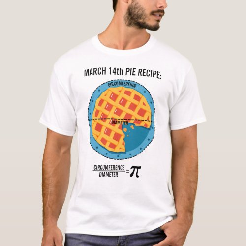 March14th Pie Recipe CircumferenceDiameter  Pi T_Shirt