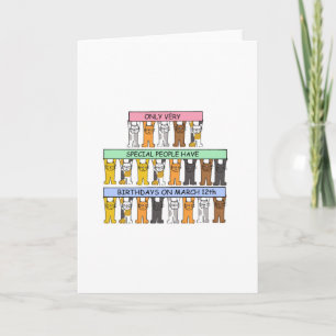March 12th Birthday Cartoon Cats Card
