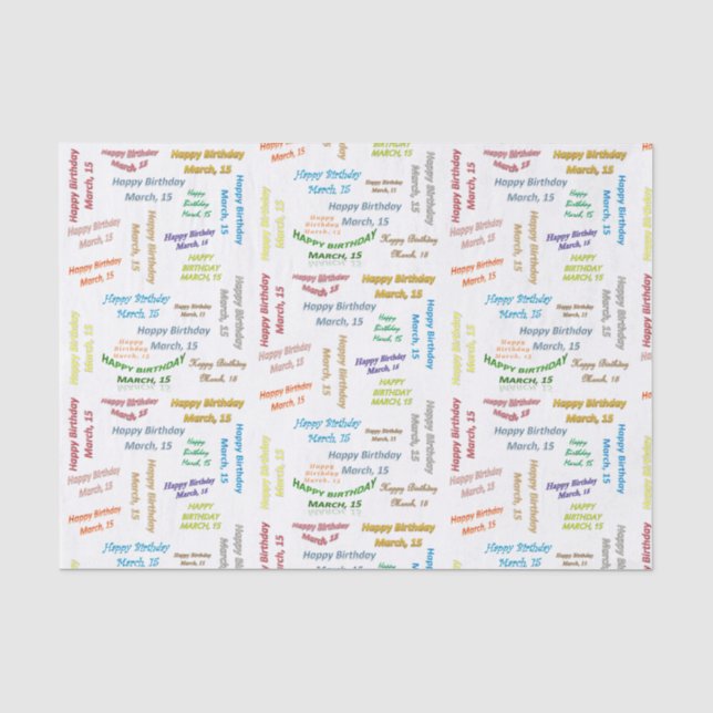 March, 15 Birthday Tissue Paper (Front)