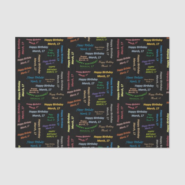 March, 17 Birthday Tissue Paper (Front)