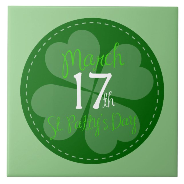 March 17th St. Patty's Day Celebration Ceramic Tile (Front)