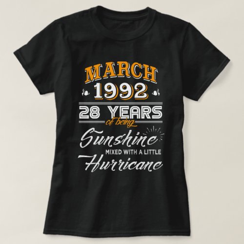 March 1992 _ 28 Years Wedding Gifts T_Shirt