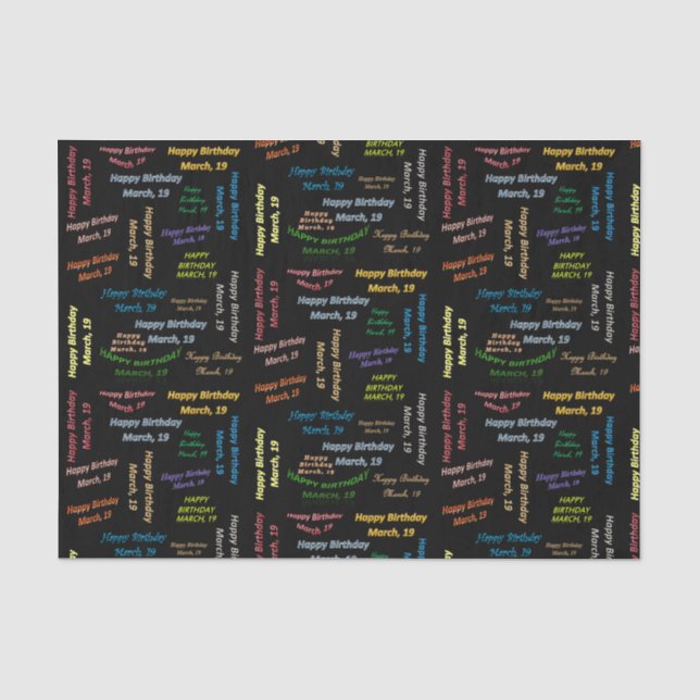 March, 19 Birthday Tissue Paper (Front)