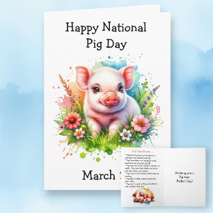 March 1st is National Pig Day Funny Holidays Card